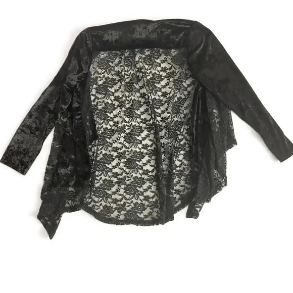 Vocal Black Velour Lace Open Cardigan Womens Size Medium - Picture 5 of 5